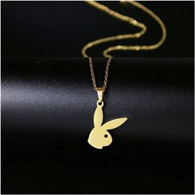 img 2 attached to 🐰 Cute Long Ear Rabbit Bunny Pendant Necklace: 2021's Trendy Playful Necklace for Parties and Gifting - Lock-Free Design (45cm, Light Yellow Gold Color)