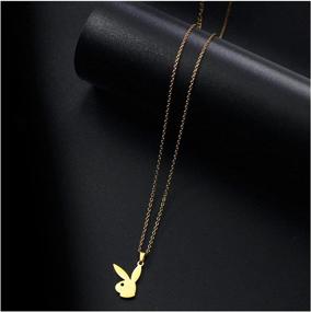 img 1 attached to 🐰 Cute Long Ear Rabbit Bunny Pendant Necklace: 2021's Trendy Playful Necklace for Parties and Gifting - Lock-Free Design (45cm, Light Yellow Gold Color)