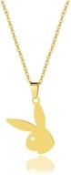 🐰 cute long ear rabbit bunny pendant necklace: 2021's trendy playful necklace for parties and gifting - lock-free design (45cm, light yellow gold color) logo