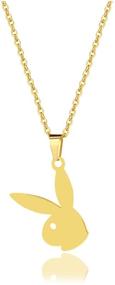 img 4 attached to 🐰 Cute Long Ear Rabbit Bunny Pendant Necklace: 2021's Trendy Playful Necklace for Parties and Gifting - Lock-Free Design (45cm, Light Yellow Gold Color)