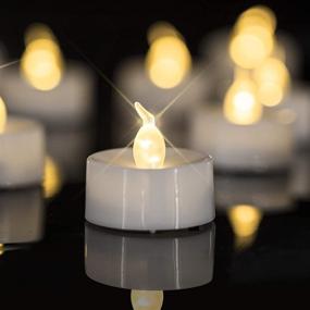 img 4 attached to 🕯️ Homemory LED Tea Lights Candles, Longer Lasting, Realistic Flickering Bright Tealights, Battery Operated/Powered, Flameless Candles, White Base, Batteries Included, Set of 24