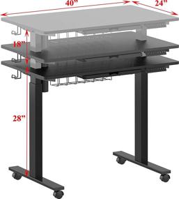 img 2 attached to 📦 SHW Electric Height Adjustable Mobile Standing Desk: Maximize Productivity with a Spacious 40 x 24 Inches Black Surface