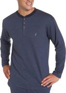 nautica herringbone longsleeve sleep henley men's clothing logo