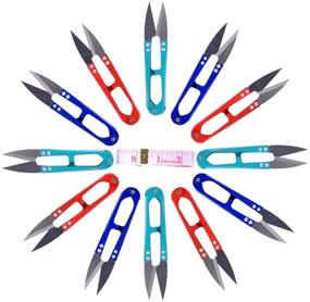 img 4 attached to 12Pcs U Sewing Scissors Clippers, Embroidery Thrum Yarn Fishing Thread Beading Cutter - Mini Small Snips Trimming Nipper for Stitching, DIY Supplies