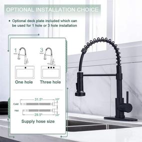 img 2 attached to 🚰 WEWE Sus304 Stainless Steel Matte Black Kitchen Faucet with Pull Down Sprayer: Industrial Single Handle for Farmhouse, RV, and Wet Bar Sinks