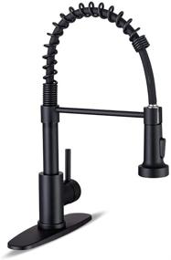 img 4 attached to 🚰 WEWE Sus304 Stainless Steel Matte Black Kitchen Faucet with Pull Down Sprayer: Industrial Single Handle for Farmhouse, RV, and Wet Bar Sinks