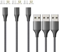 💡 netdot gen10 nylon braided magnetic charging cable - 2-in-1 charger for usb-c and micro usb devices (3.3ft/3 pack gray) logo