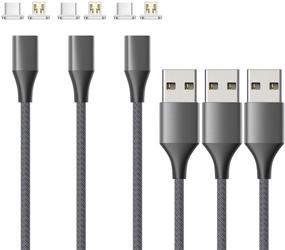 img 4 attached to 💡 NetDot Gen10 Nylon Braided Magnetic Charging Cable - 2-in-1 Charger for USB-C and Micro USB Devices (3.3ft/3 Pack Gray)