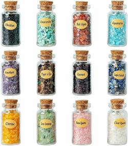 img 4 attached to 💎 12 Assorted Gemstone Bottles: Chip Crystals and Healing Stones, Chakra Crystals for Healing, Gem Stones Set for Wicca, Witchcraft, and More