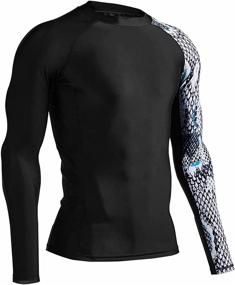 img 3 attached to 🏊 ADOREISM Men's Rash Guard: Long Sleeve Splice UPF 50+ BJJ Jiu Jitsu Compression Swimming Shirt