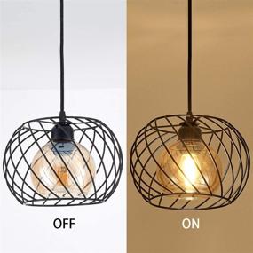 img 3 attached to 💡 YLONG-ZS Plug in Pendant Light: Farmhouse Hanging Lights with Dimmer Switch & Amber Glass Shade - Perfect for Kitchen Island, Bedroom, Hallway, Foyer - Black Finish, 16ft Plug in Cord Included