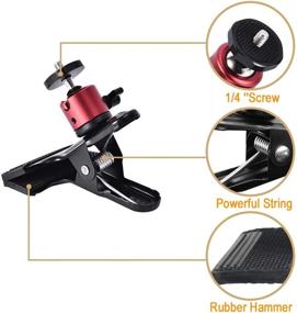 img 3 attached to 📷 UTEBIT Heavy Duty Tripod Camera Clamp with 360° Swivel Mini Ballhead - 2 Pack Photography Accessories Clamp, 1/4'' Screw, Black Spring Clamp for DSLR Video and Photoshoot Studio