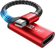 🔴 jsaux 4k mini displayport to hdmi adapter - nylon braided aluminum shell converter for macbook, imac, surface pro, tv & more (red) logo