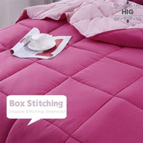 img 2 attached to 🛏️ HIG 3pc Down Alternative Comforter Set - All Season Reversible Comforter with Two Shams - Quilted Duvet Insert with Corner Tabs - Box Stitched - Super Soft, Fluffy (Full/Queen, Pink)
