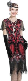 img 3 attached to Flaunt Your Glamour: Women's 1920s Gatsby Vintage Sequin Flapper Fringe Party Plus Dress with 20s Accessories Set