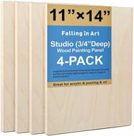 🎨 unfinished birch wood canvas panels kit: falling in art 4 pack of 11x14'' studio 3/4'' deep cradle boards for pouring art, crafts, painting and more logo
