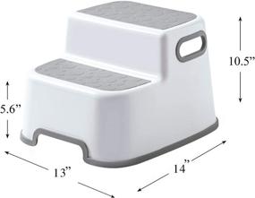 img 2 attached to UNCLE WU Kids Step Stool (2 Pack) - Adjustable Height Toddler Step Up Stool for Kitchen & Bathroom Safety - Dual Height & Wide 2 Step Stool for Kids & Adult - Gray White