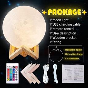 img 2 attached to 🌕 OXLHTS Moon Lamp – 3D Printed Night Light, 3.9inch, 16 Color Moon Light with Stand & Remote Control, Dimmable & Time Setting, USB Rechargeable – Perfect Birthday Day Gift for Kids and Moon Lovers