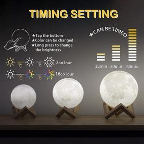 img 3 attached to 🌕 OXLHTS Moon Lamp – 3D Printed Night Light, 3.9inch, 16 Color Moon Light with Stand & Remote Control, Dimmable & Time Setting, USB Rechargeable – Perfect Birthday Day Gift for Kids and Moon Lovers