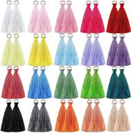 80-piece handmade diy mini tassels, colorful keychain tassels with golden jump 🔑 rings - multi-color silky tiny tassels for earring keychain crafts making supplies, 1.8 inch logo