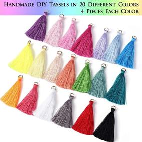 img 2 attached to 80-Piece Handmade DIY Mini Tassels, Colorful Keychain Tassels with Golden Jump 🔑 Rings - Multi-Color Silky Tiny Tassels for Earring Keychain Crafts Making Supplies, 1.8 Inch