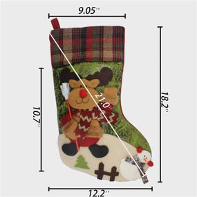 img 3 attached to 🧦 ETERAMUS 21 inch Plaid Christmas Stockings: Festive Deer, Bear, Animal Designs with 3D Reindeer Snowman - Large Plush Felt Hanging Stocking for Girls Boys Xmas Tree Mantel Party Decor (Green)