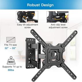 img 3 attached to 📺 PERLESMITH Heavy Duty TV Wall Mount for 32-55 inch Flat and Curved TVs up to 88lbs | Swivel Tilt & Extension Arm | Full Motion TV Mount Fits LED, LCD, OLED 4K TVs | Max VESA 400x400mm | PSMFK12