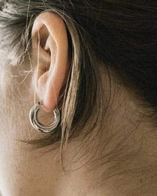 img 3 attached to Stylish Chunky Hoop Earrings for Women - Shiny Polished Round-Tube Hoops with Sterling Silver Posts: Perfect Gift for Women and Girls