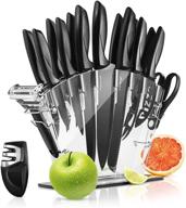 🔪 premium 17 piece stainless steel kitchen knife set with 6 steak knives and bonus sharpener - nutrichef nckns17 logo