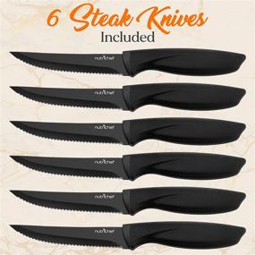 img 2 attached to 🔪 Premium 17 Piece Stainless Steel Kitchen Knife Set with 6 Steak Knives and Bonus Sharpener - NutriChef NCKNS17