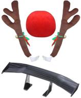 ubooms christmas car antlers set with reindeer antlers and mini spoiler auto car tail decoration logo