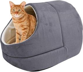 img 4 attached to 🐱 GOOPAWS Cat Cave: Cozy Warming Burrow Cat Bed for Pet Hideway Sleeping