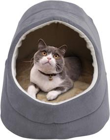 img 2 attached to 🐱 GOOPAWS Cat Cave: Cozy Warming Burrow Cat Bed for Pet Hideway Sleeping