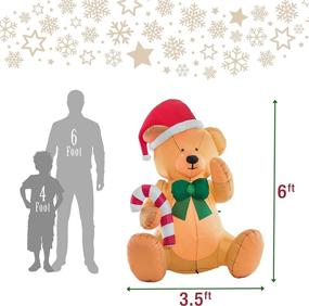 img 2 attached to 🐻 6ft Inflatable Teddy Bear with Santa Hat, Candy Cane, Gift Ribbon LED Lights - Indoor Outdoor Yard Decoration for Christmas, Parties - Adorable Xmas Blow Up Display