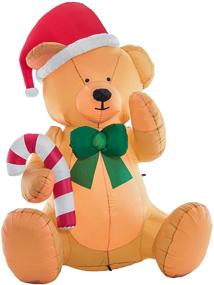 img 4 attached to 🐻 6ft Inflatable Teddy Bear with Santa Hat, Candy Cane, Gift Ribbon LED Lights - Indoor Outdoor Yard Decoration for Christmas, Parties - Adorable Xmas Blow Up Display