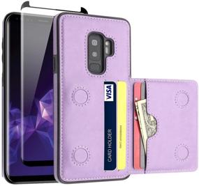 img 4 attached to 💜 Slim Leather Wallet Card Slot Flip Magnetic Lock Case for Samsung Galaxy S9 Plus 6.2 Inch (2018) - Purple