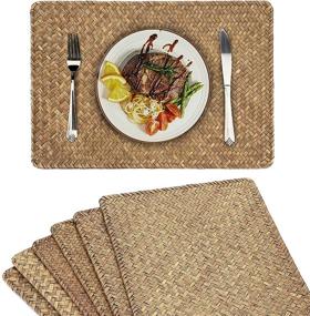 img 4 attached to OwnMy Seagrass Placemats Rectangular Placemat