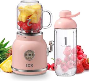 img 4 attached to 🍓 ICX Smoothie Blender: Portable Personal Blender for Shakes and Smoothies - 6 Sharp Blades, 21oz Travel Cup, Pink!