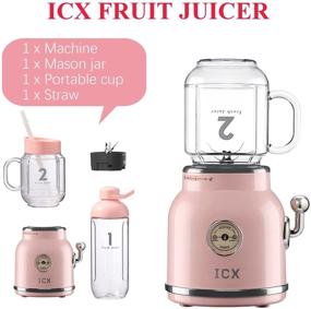 img 3 attached to 🍓 ICX Smoothie Blender: Portable Personal Blender for Shakes and Smoothies - 6 Sharp Blades, 21oz Travel Cup, Pink!