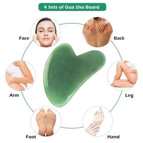 img 3 attached to 🌿 Deciniee Gua Sha Massage Tool Set: Real Natural Nephrite Jade Stone for Face, Eye, Neck, and Body - 4 Pcs