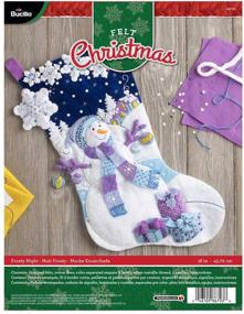 img 4 attached to 🎄 Bucilla Felt Applique Stocking Kit (18-Inch), Frosty Night: Create Your Own Festive Stocking!