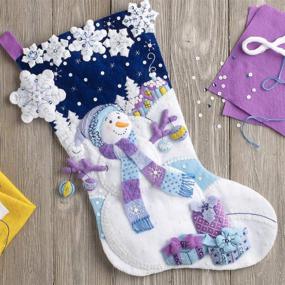 img 3 attached to 🎄 Bucilla Felt Applique Stocking Kit (18-Inch), Frosty Night: Create Your Own Festive Stocking!