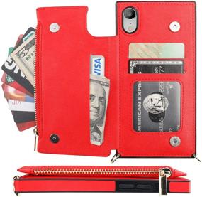 img 2 attached to 📱 Bocasal iPhone X Xs Crossbody Wallet Case with Card Holder, Zipper Card Slot Protector Shockproof Purse Cover & Removable Cross Body Strap - 5.8 Inch (Red)