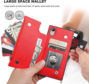 img 1 attached to 📱 Bocasal iPhone X Xs Crossbody Wallet Case with Card Holder, Zipper Card Slot Protector Shockproof Purse Cover & Removable Cross Body Strap - 5.8 Inch (Red)