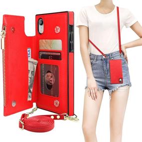 img 4 attached to 📱 Bocasal iPhone X Xs Crossbody Wallet Case with Card Holder, Zipper Card Slot Protector Shockproof Purse Cover & Removable Cross Body Strap - 5.8 Inch (Red)