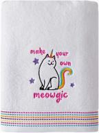 🐱 luxurious and playful: skl home meowgic bath towel in white! logo