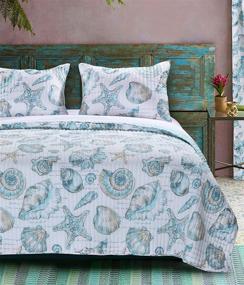 img 4 attached to Barefoot Bungalow - GL-1709GMSK Cruz Coastal 🛏️ King/Cal King Quilt Set in White - 3-Piece