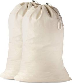 img 4 attached to 2-Pack Cotton Laundry Bag - The Ultimate Heavy Duty Washable Cloth Storage Sack for Sleeping Bags, Linen Baskets, Hampers, and Travel