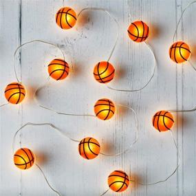 img 2 attached to 🏀 Lights4fun, Inc. 20 Basketball Battery Operated Micro LED Indoor Silver Wire String Lights: Illuminate Your Space with Athletic Charm