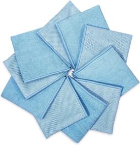 img 2 attached to 🧼 Zflow Microfiber Dish Cleaning Cloth in Blue - High Quality 10 Pack Kitchen Cleaning Cloths with Poly Scour Mesh Scrubbing Side - 12"x12" Cleaning Rags with Ultimate Absorbency for Sparkling Dishes